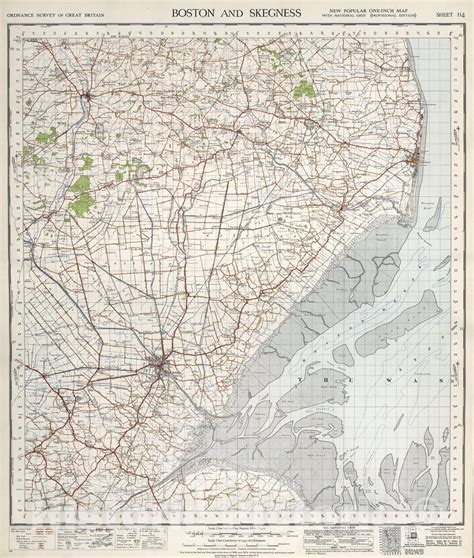 Historic Map Sheet 114 Boston And Skegness 1947 Vintage Wall Art