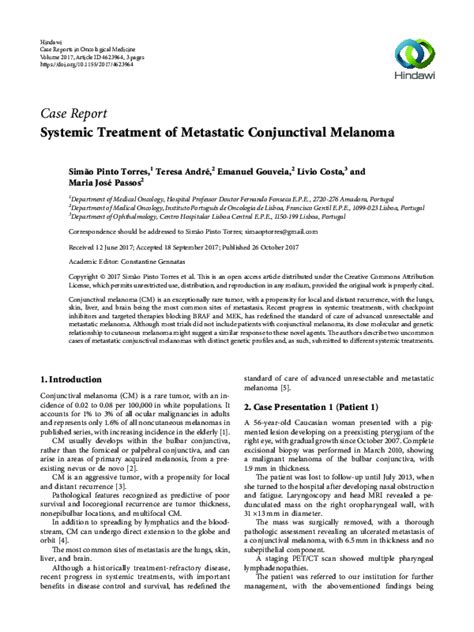 Pdf Systemic Treatment Of Metastatic Conjunctival Melanoma Teresa André