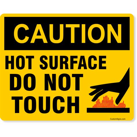 Caution Hot Surface Color Sign | 8" x 10" | Customsigns.com