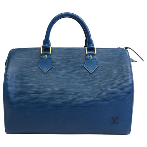 Speedy Louis Vuitton Schnell 30 Blau Leder Ref 590938 Joli Closet