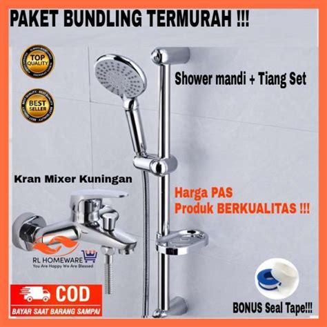 Jual Shower Tiang Set Kran Panas Dingin Keran Mixer Bathtub Air Kamar