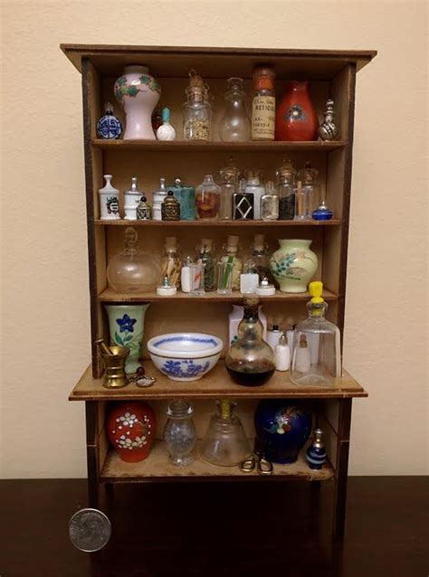 Dinahs Dollhouse Apothecary Cabinet Cabinet Made From A Kit And Bottles Collected And Beaded