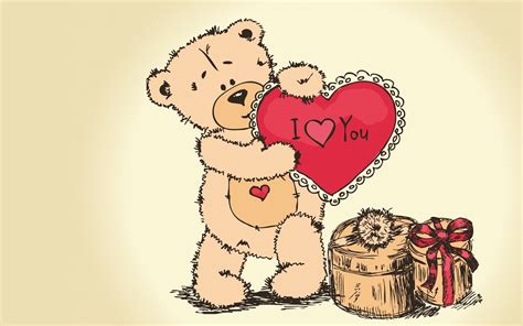 Wallpaper Teddy Bear Drawing Heart Paint Love 2560x1600