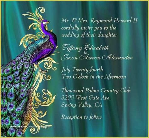 Free Peacock Wedding Invitation Templates Of 13 Peacock Wedding