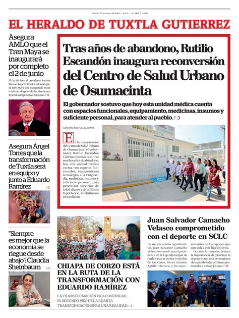 El Heraldo De Tuxtla Gutierrez 27 Enero 2024 By Poza Acme Issuu