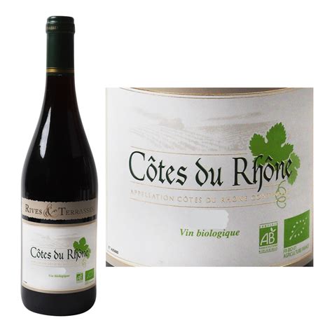 AOC Côtes du Rhône Vin rouge BIO Rives Terrasses 75cl Drive Z eclerc