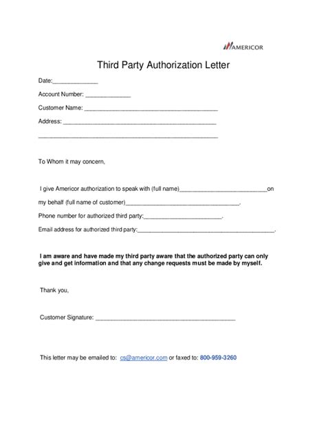 Fillable Online Tips To Write Third Party Authorization Letter Fax