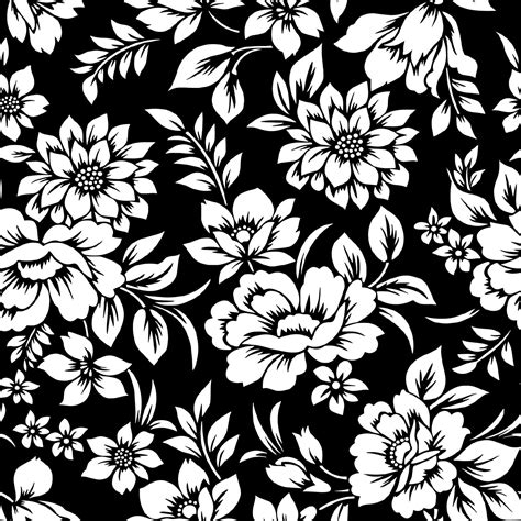 Floral wallpaper Floral pattern wallpaper Black and white flowers ...