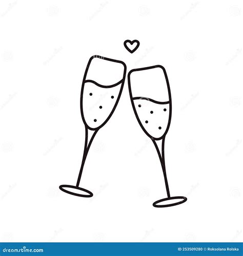 Two Glasses With Champagne Isolated On White Celebration Toast Vector