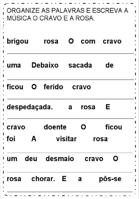 Atividades O Cravo e a Rosa Para imprimir SÓ ESCOLA