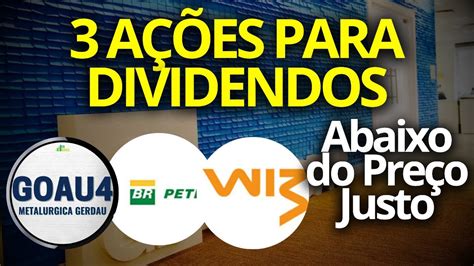 3 AÇÕES PARA DIVIDENDOS ALTO POTENCIAL GOAU4 WIZC3 PETR4 YouTube