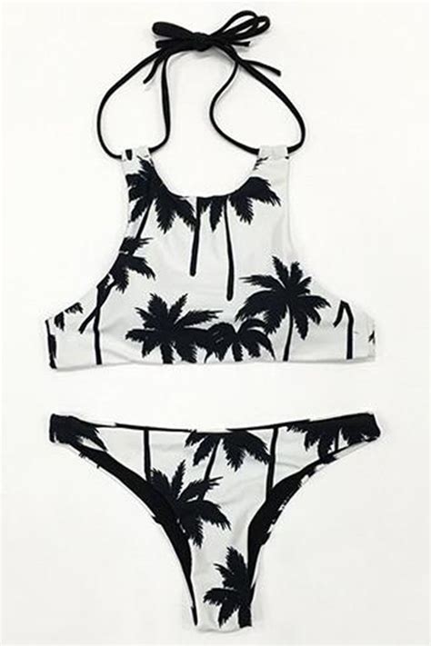 Tropical Getaway Black Coconut Palm Bikini Set