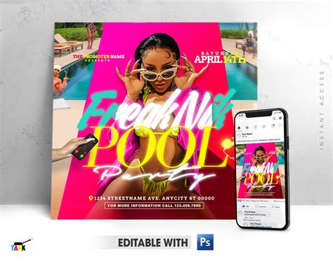 Editable Freaknik Pool Party Flyer Freaknik Flyer Freaknik Photoshop