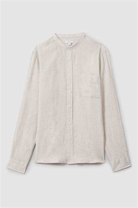 Buy Reiss Stone Ocean Linen Grandad Collar Shirt From The Next Uk