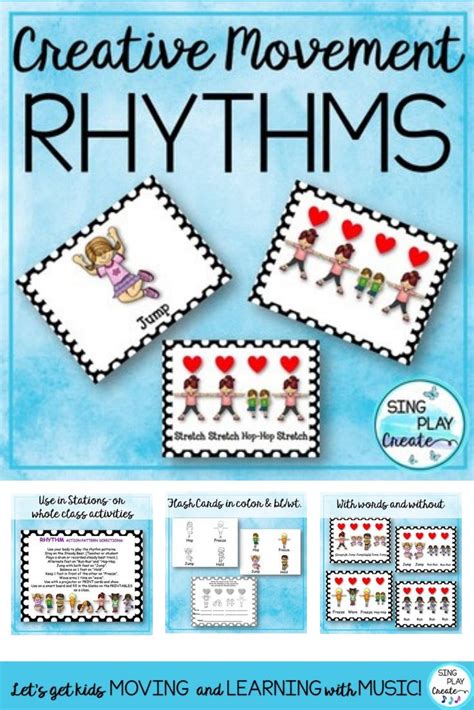 Rhythm Movement Activities Four Beat Rhythm Patterns Flash Cards