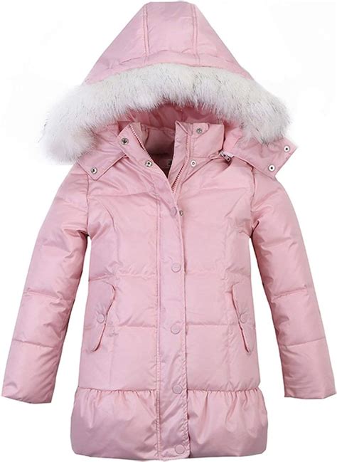 Chaqueta de invierno para niñas con capucha desmontable de piel para