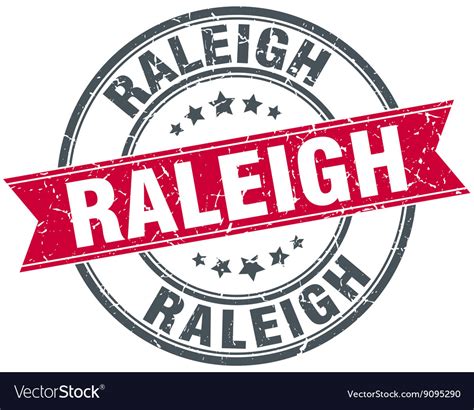 Raleigh Red Round Grunge Vintage Ribbon Stamp Vector Image