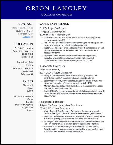 7 Professor Resume Examples To Get You Hired In 2024