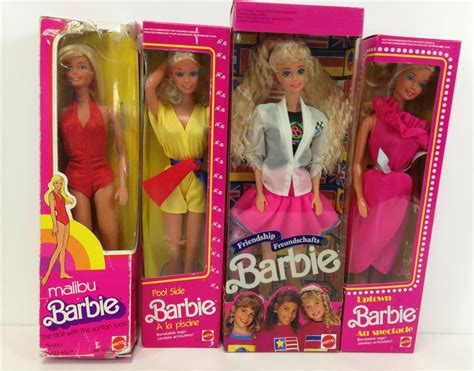 Lot 4 Boxed Vintage Barbies Including 1975 Malibu Barbie And 3