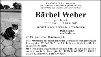 Traueranzeigen Von B Rbel Weber Trauer Gedenken