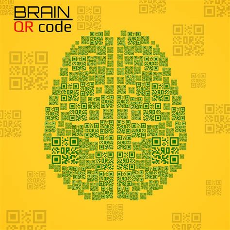 Cerveau De Code Qr Silhouette Cerveau Humain Avec Code Qr Concept