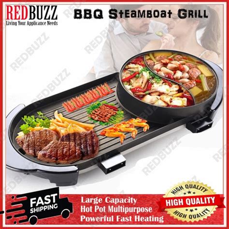 Redbuzz In Electric Barbecue Pan Grill Teppanyaki Cook Fry Bbq