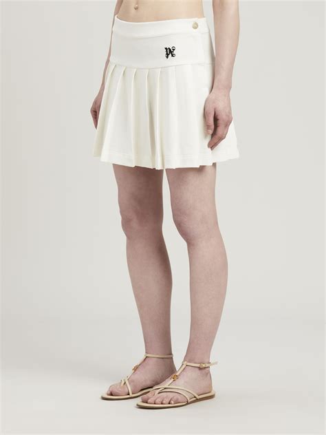 Monogram Pleated Skirt In White Palm Angels Official