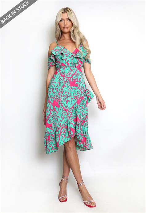 Jungle Print Wrap Midi Dress - Buy Fashion Wholesale in The UK