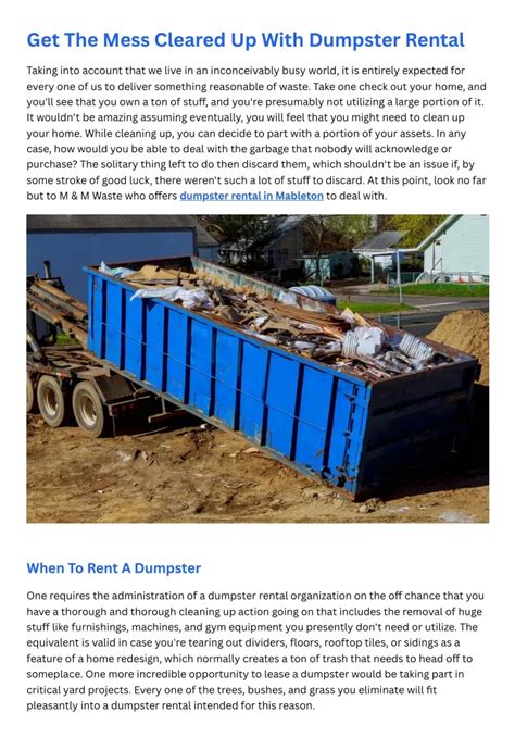 PPT Get The Mess Cleared Up With Dumpster Rental PowerPoint