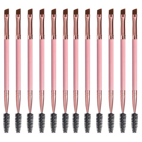 12 Pieces Eyebrow Brush Angled Brow Brush And Spoolie Brush Double