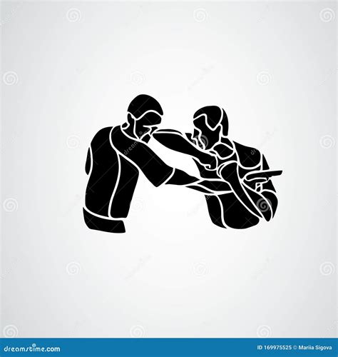 Krav Maga Silhouettes Two Abstract Fighters Pictogram Stock Vector