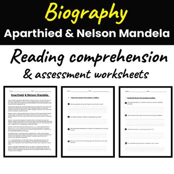 Apartheid And Nelson Mandela Reading Comprehension Assessment Worksheets