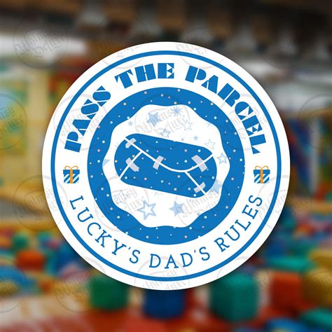 Pass The Parcel Lucky S Dad S Rules Sticker Waterproof Matte Vinyl For Water Bottles Laptops