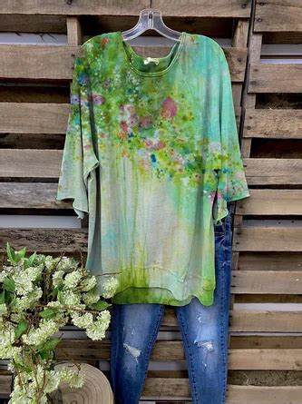 Green Field Ombre Tie Dye Half Sleeve Pastoral T Shirt Zolucky