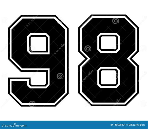 98 Classic Vintage Sport Jersey Number In Black Number On White