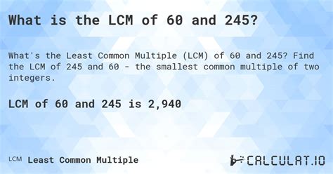 What Is The Lcm Of 60 And 245 Calculatio