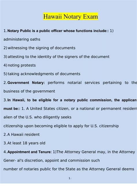 Hawaii Notary Exam Questions With Correct Answers Verified