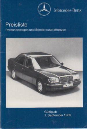 Preisliste 1989 Mercedes Programm Histoquariat