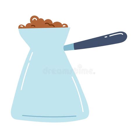 Hand Drawn Coffee Cezve Icon Flat Vector Illustration Of Pot For