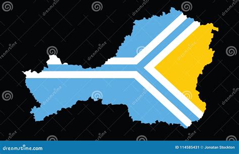 Tuva Republic Map Silhouette and Flag Over Map, Stock Illustration ...