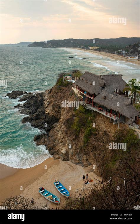 Vertical View Over The Impressive Coastline Of Zipolite Oaxaca State