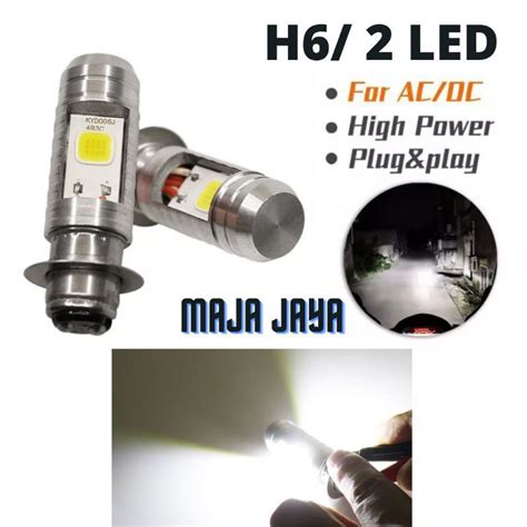 Jual Lampu LED H6 LASER Hi Lo Beam 2 Warna Arus AC DC Bebek Matic