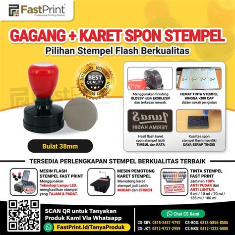 Jual Gagang Stempel Plus Karet Stempel Flash Potongan Ukuran Bulat Mm