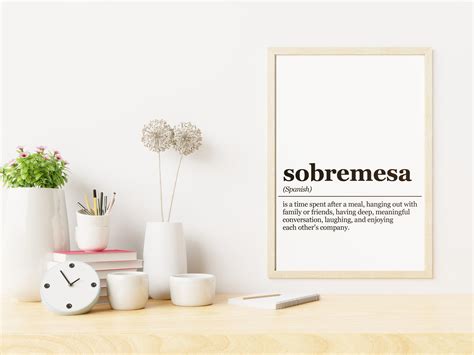 Sobremesa Definition Print Spanish Wall Art Spanish Decor Etsy