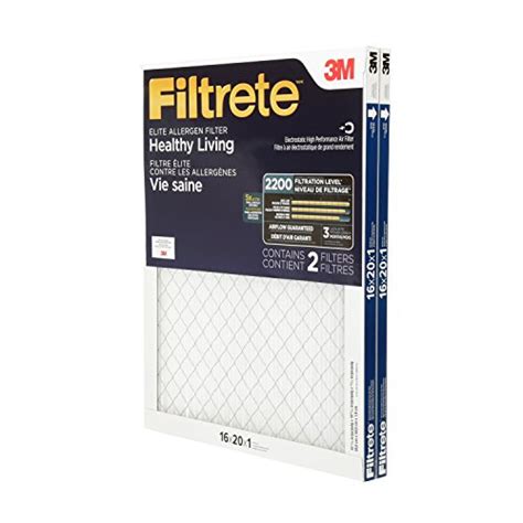 Filtrete 16x20x1 Air Filter MPR 2200 MERV 13, Healthy Living Elite ...