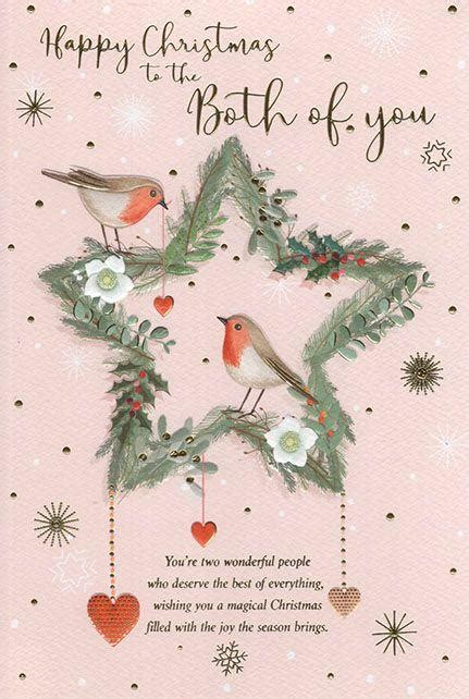 Both Of You Christmas Card Star Shaped Wreath With Robins Highworth