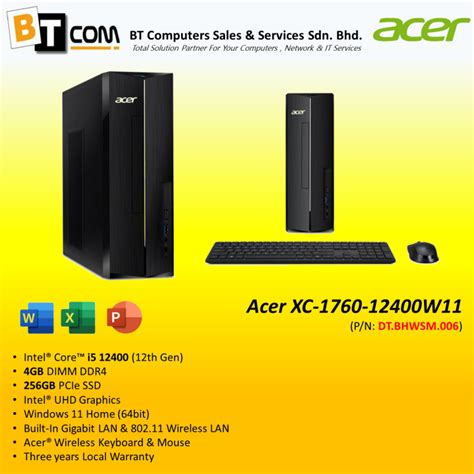 Acer Aspire XC-1760-12400W11 Desktop PC | Lazada