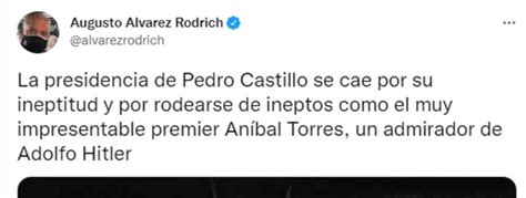 Aníbal Torres Artistas Y Periodistas Cuestionan Al Premier Por Admirar