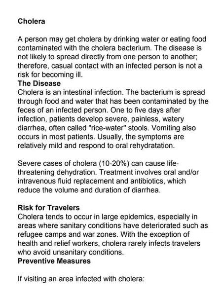 Causes Of Cholera