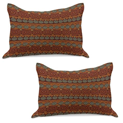 Earth Tones Knitted Quilt Pillowcover Set Of Hand Drawn Style Floral